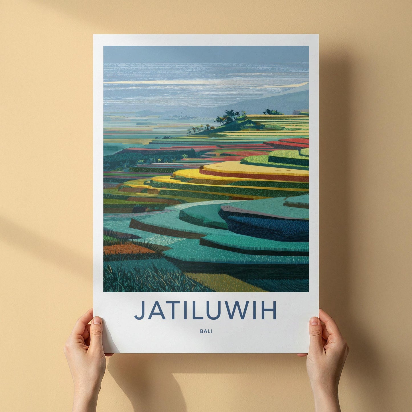 Jatiluwih Poster - Indonesia Travel Art - Terraced Rice Fields Home Decor