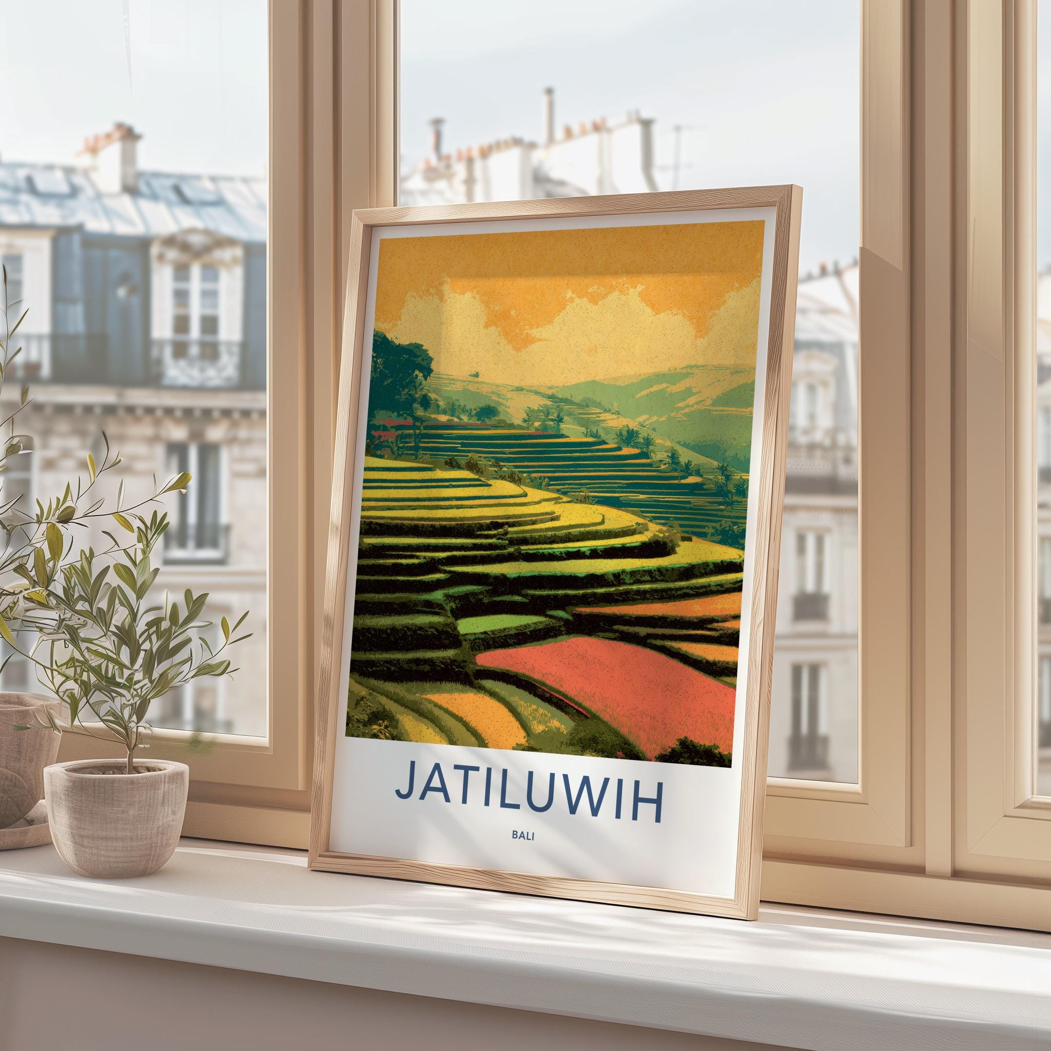 Jatiluwih Poster - Indonesia Travel Art - Vibrant Rice Fields Home Decor