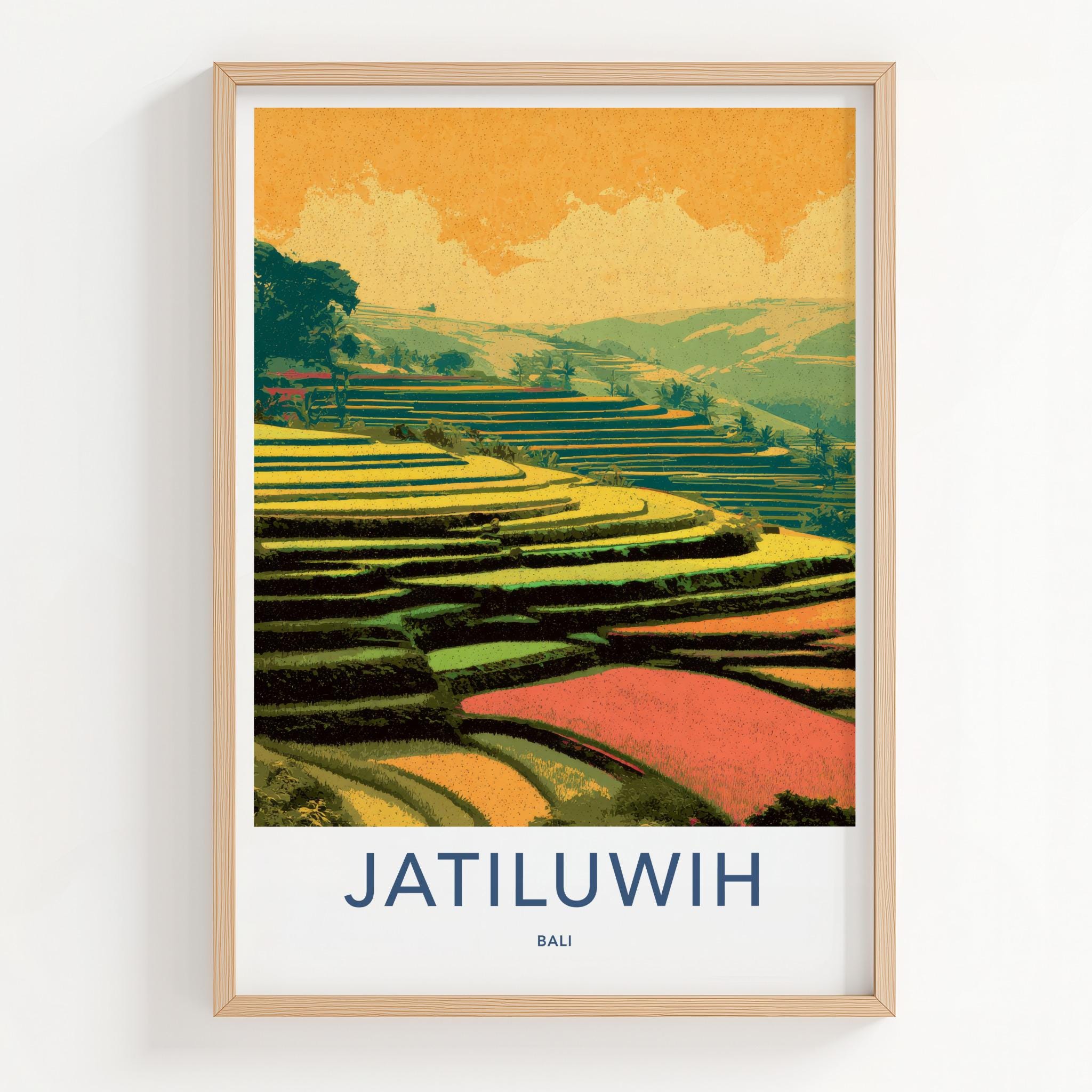 Jatiluwih Poster - Indonesia Travel Art - Vibrant Rice Fields Home Decor