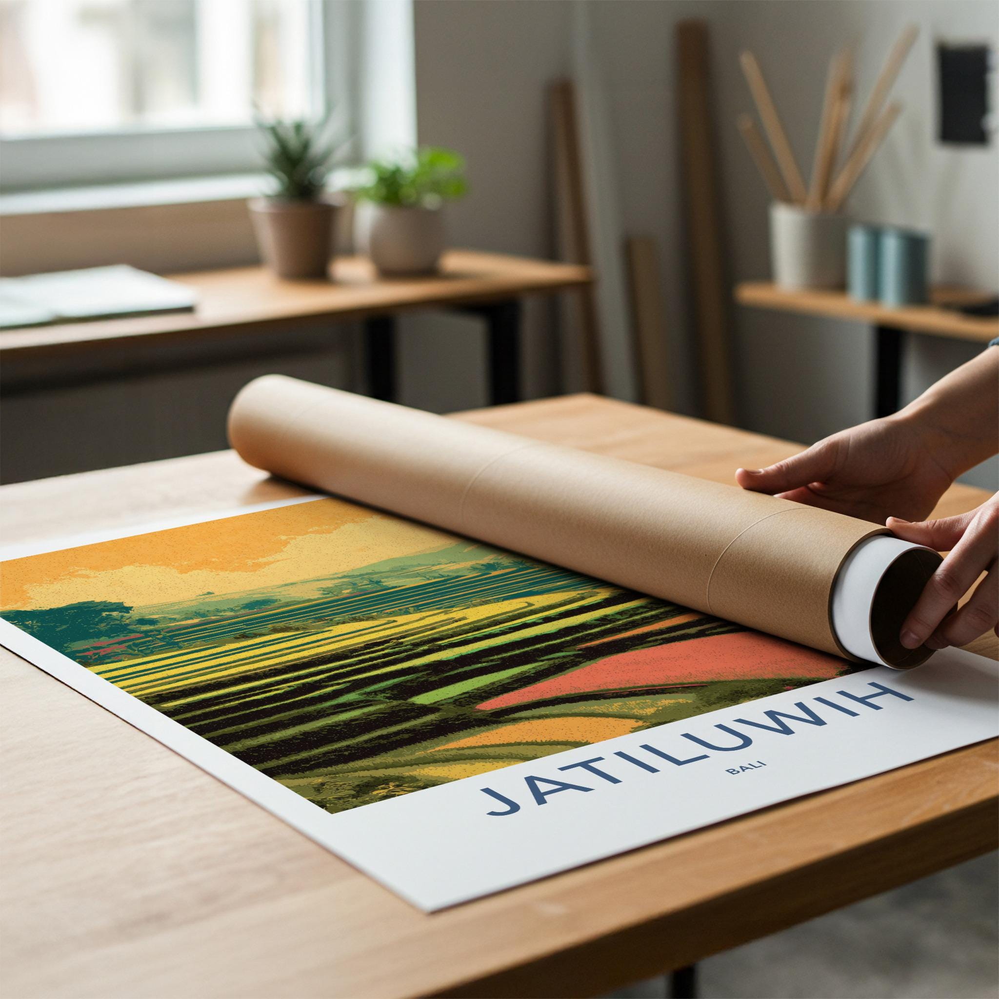 Jatiluwih Poster - Indonesia Travel Art - Vibrant Rice Fields Home Decor