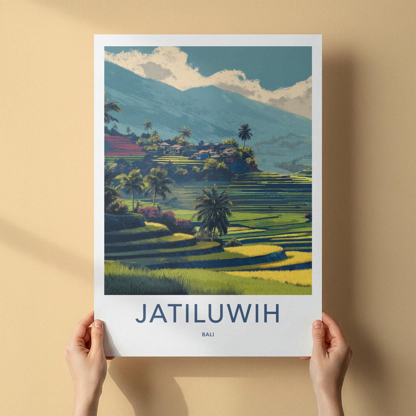 Jatiluwiih Poster - Indonesia Travel Art - Lush Terrace Village Home Decor