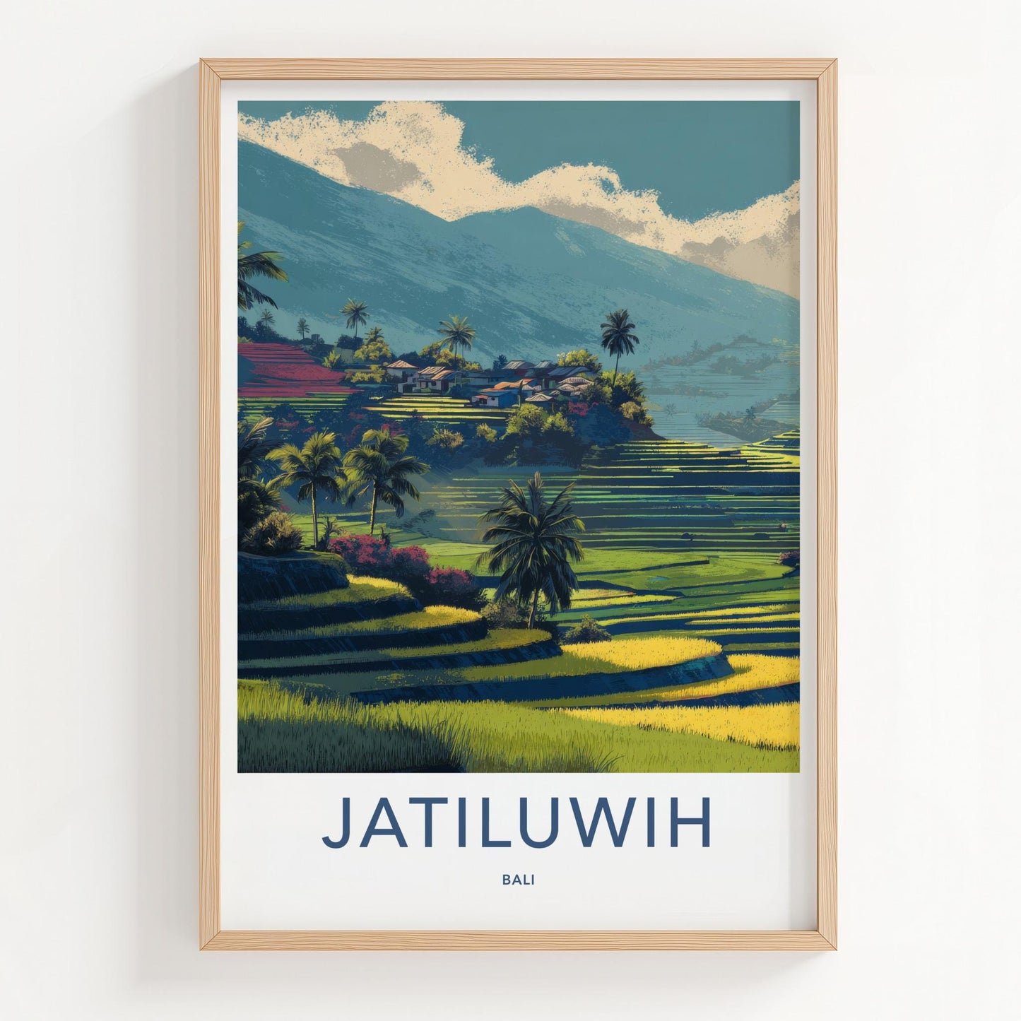 Jatiluwiih Poster - Indonesia Travel Art - Lush Terrace Village Home Decor