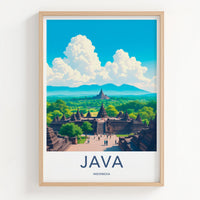 Java Poster - Indonesia Travel Art - Ancient Temple Complex Home Decor