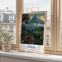 Java Poster - Indonesia Travel Art - Ancient Temples Mountain Gallery Art