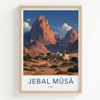 Jebal Musa Poster - Egypt Travel Art - Desert Monastery Mountains Home Decor