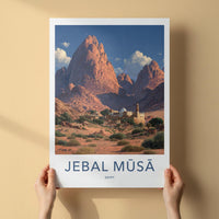 Jebal Musa Poster - Egypt Travel Art - Desert Monastery Mountains Home Decor