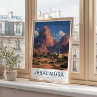 Jebal Musa Poster - Egypt Travel Art - Desert Monastery Mountains Home Decor