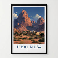 Jebal Musa Poster - Egypt Travel Art - Desert Monastery Mountains Home Decor