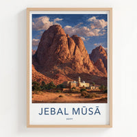 Jebal Musa Poster - Egypt Travel Art - Desert Mountain Monastery Home Decor