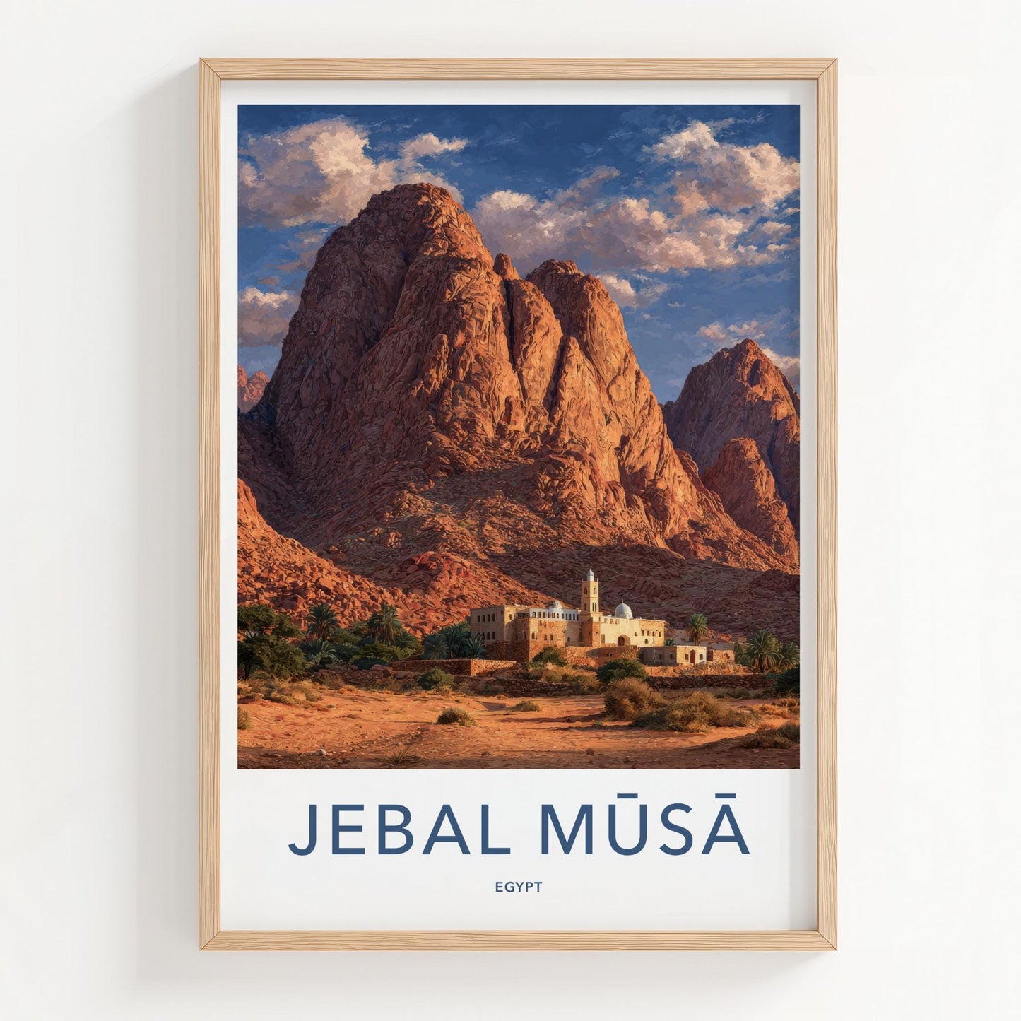 Jebal Musa Poster - Egypt Travel Art - Desert Mountain Monastery Home Decor