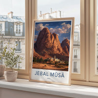 Jebal Musa Poster - Egypt Travel Art - Desert Mountain Monastery Home Decor