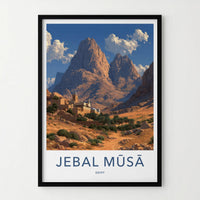 Jebal Musa Poster - Egypt Travel Art - Desert Village Oasis Home Decor