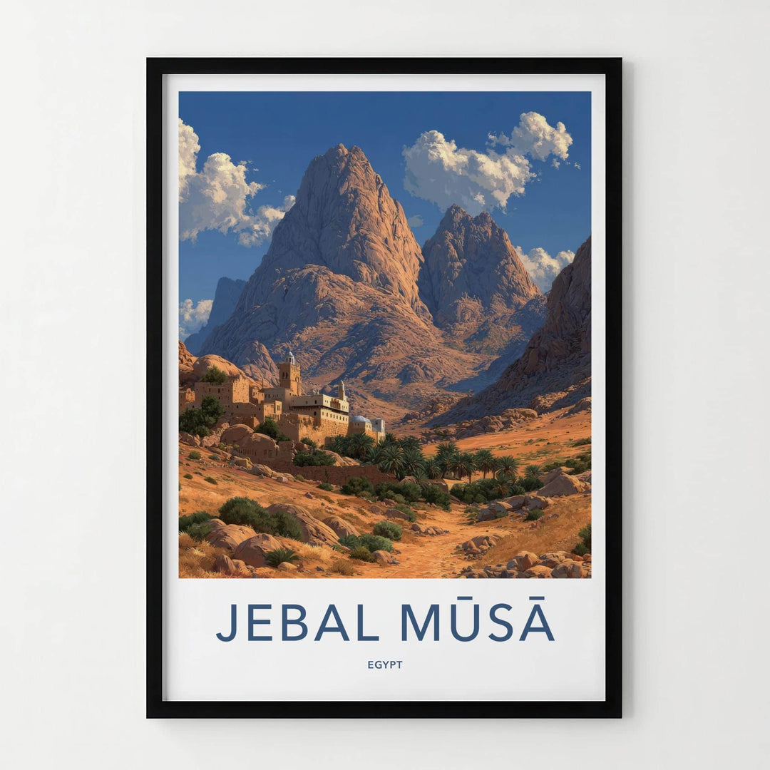 Jebal Musa Poster - Egypt Travel Art - Desert Village Oasis Home Decor