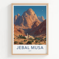 Jebal Musa Poster - Egypt Travel Print - Desert Mountain Village Home Decor