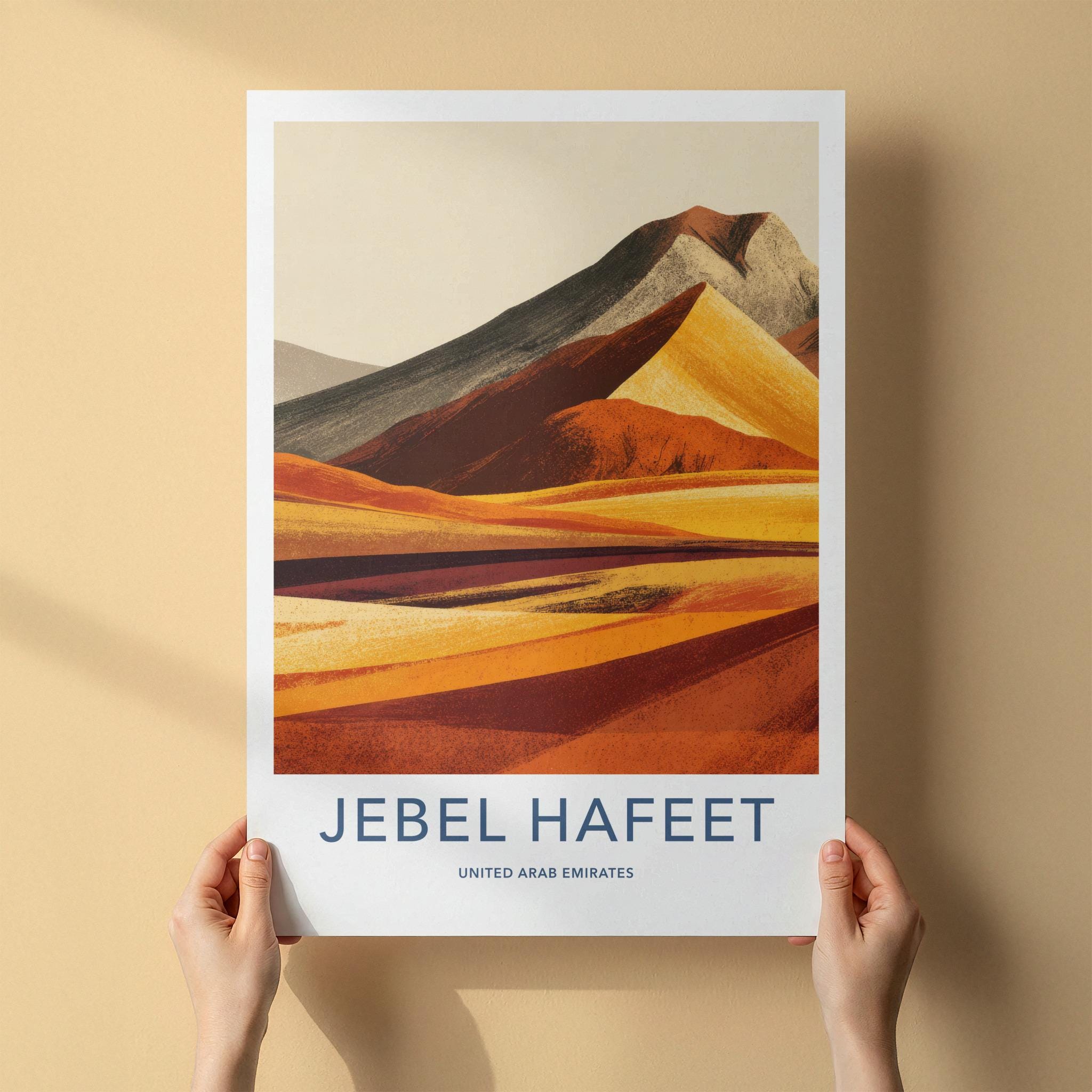 Jebel Hafeet Poster - United Arab Emirates Travel Art - Colorful Desert Peaks Home Decor