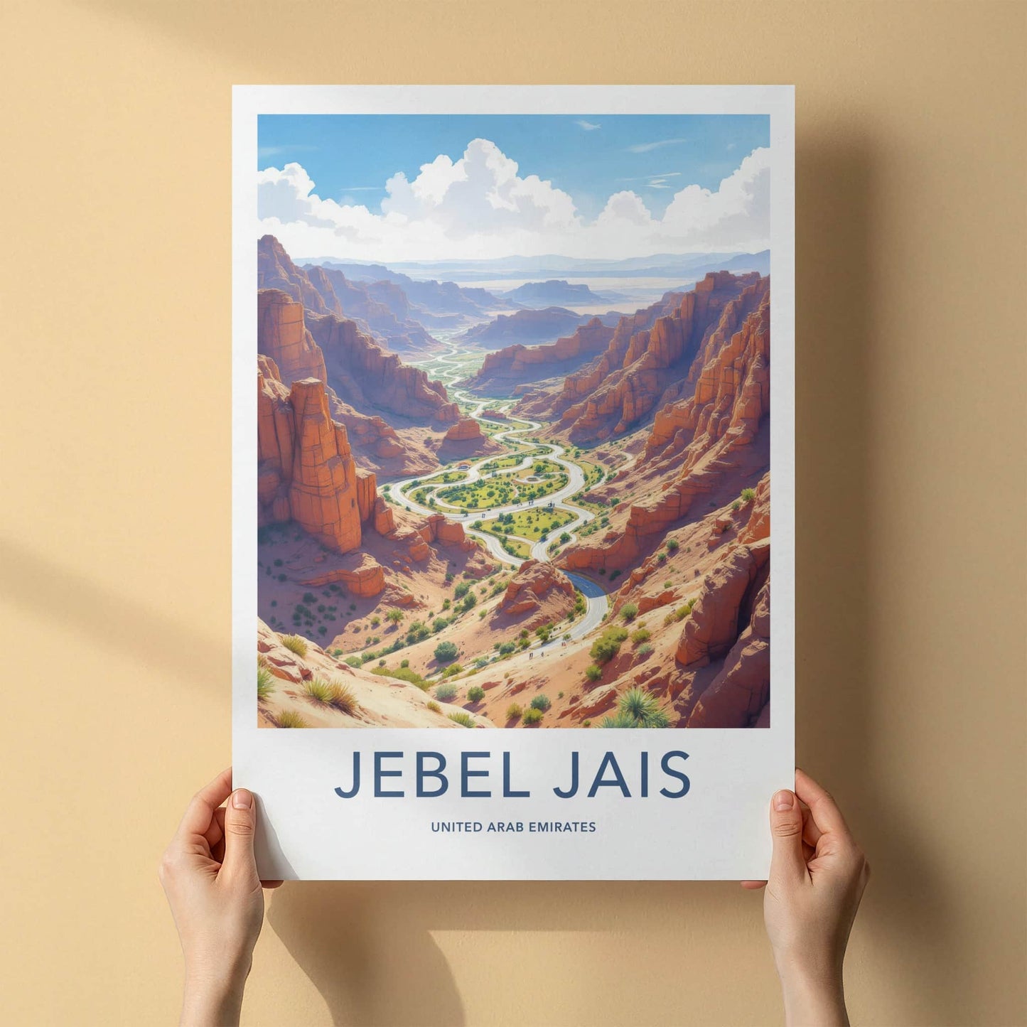 Jebel Jais Poster - United Arab Emirates Travel Art - Canyon Road Oasis Home Decor