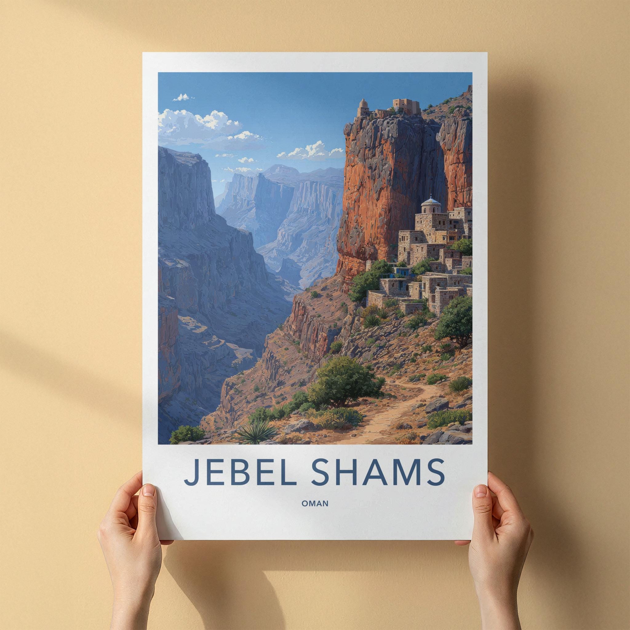 Jebel Shams Poster - Oman Travel Art - Canyon Village View Home Decor