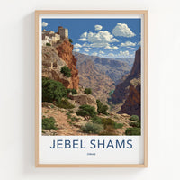 Jebel Shams Poster - Oman Travel Art - Cliffside Village Canyon Home Decor