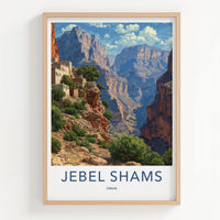 Jebel Shams Poster - Oman Travel Art - Cliffside Village Canyon Wall Decor