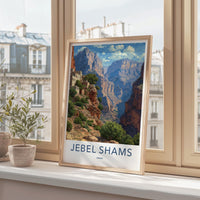 Jebel Shams Poster - Oman Travel Art - Cliffside Village Canyon Wall Decor