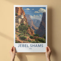 JEBEL SHAMS Poster - Oman Travel Art - Mountain Village Vista Home Decor