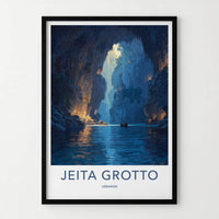 Jeita Grotto Poster - Lebanon Travel Art - Cave River Boat Gallery Art