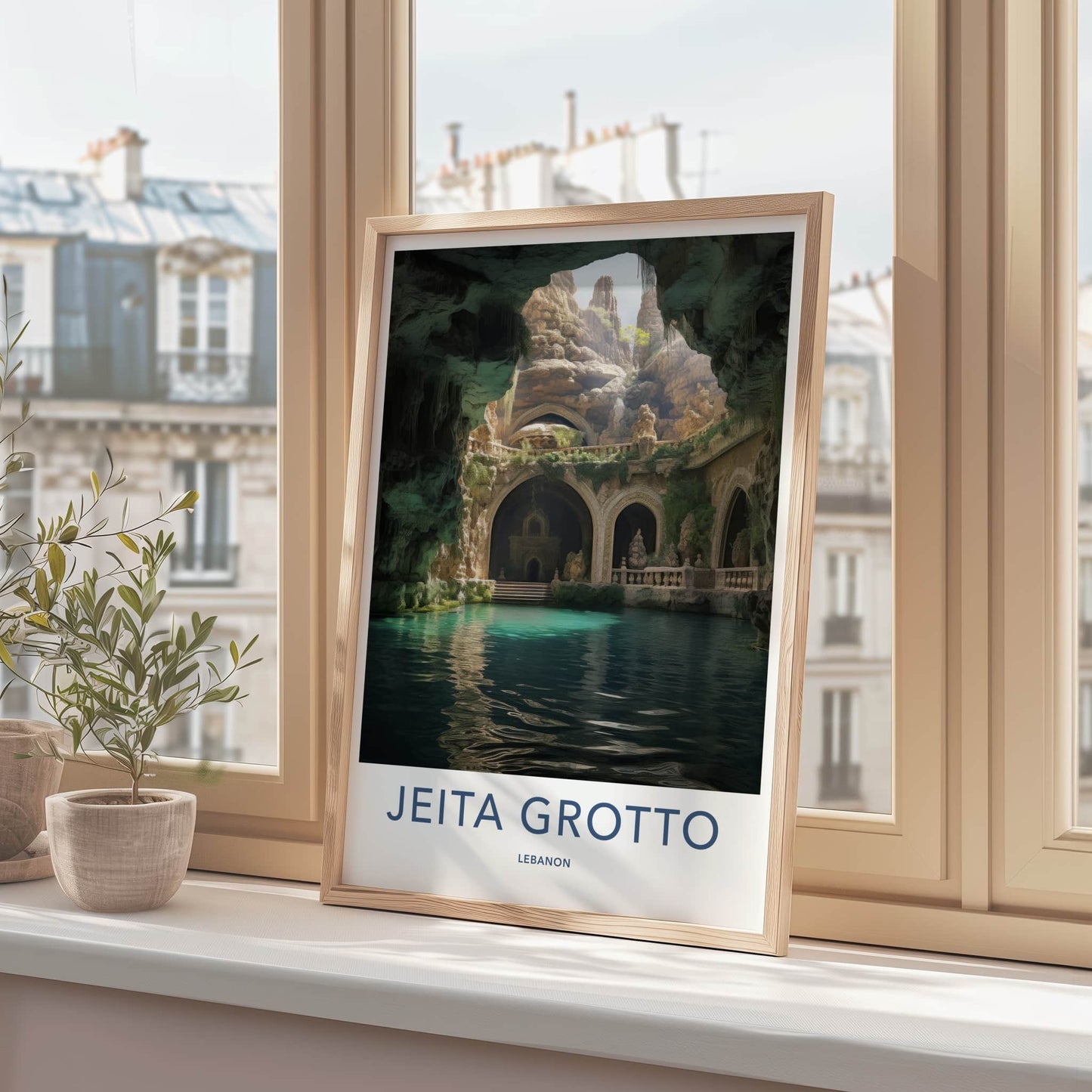 Jeita Grotto Poster - Lebanon Travel Art - Grotto Blue Water Wall Decor