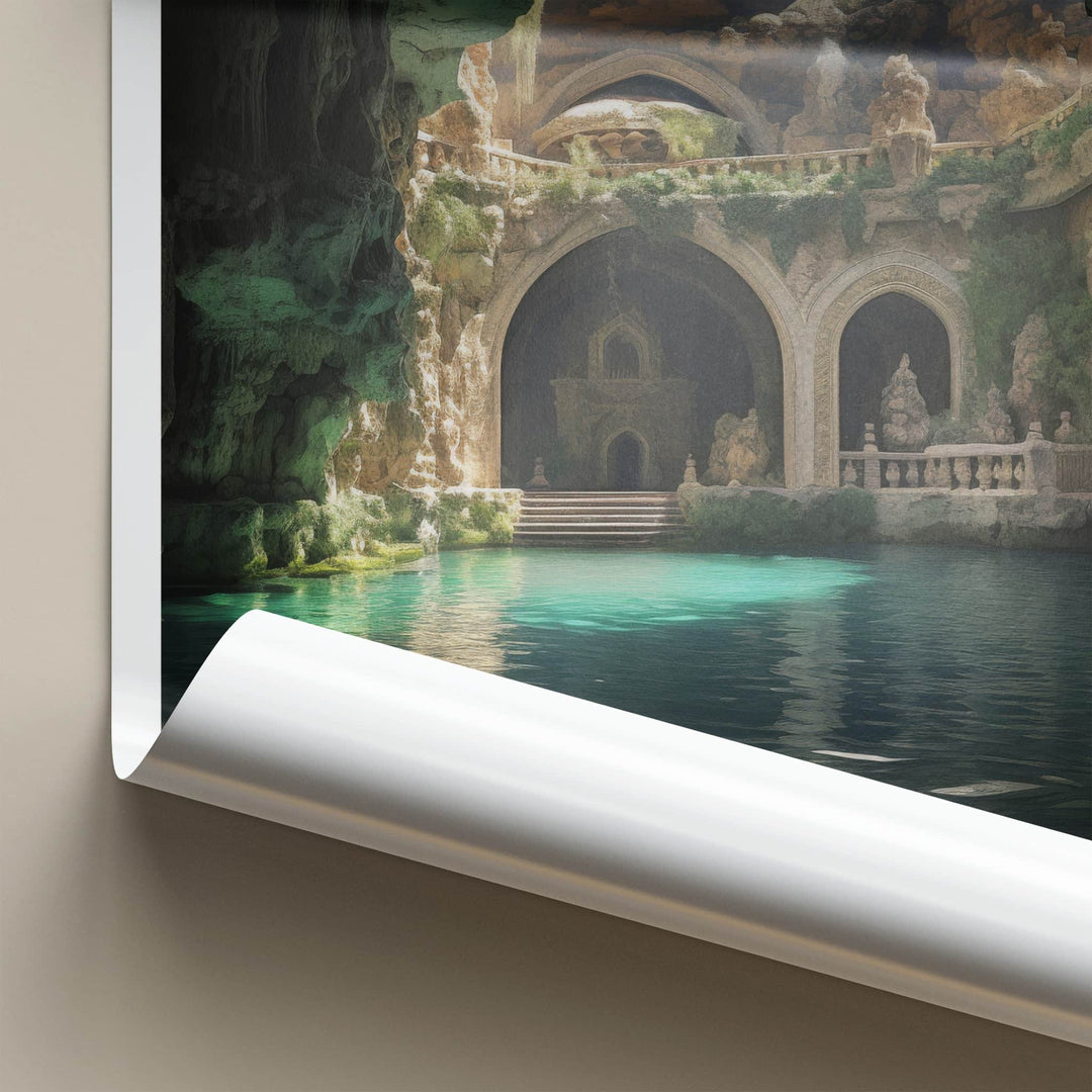 Jeita Grotto Poster - Lebanon Travel Art - Grotto Blue Water Wall Decor