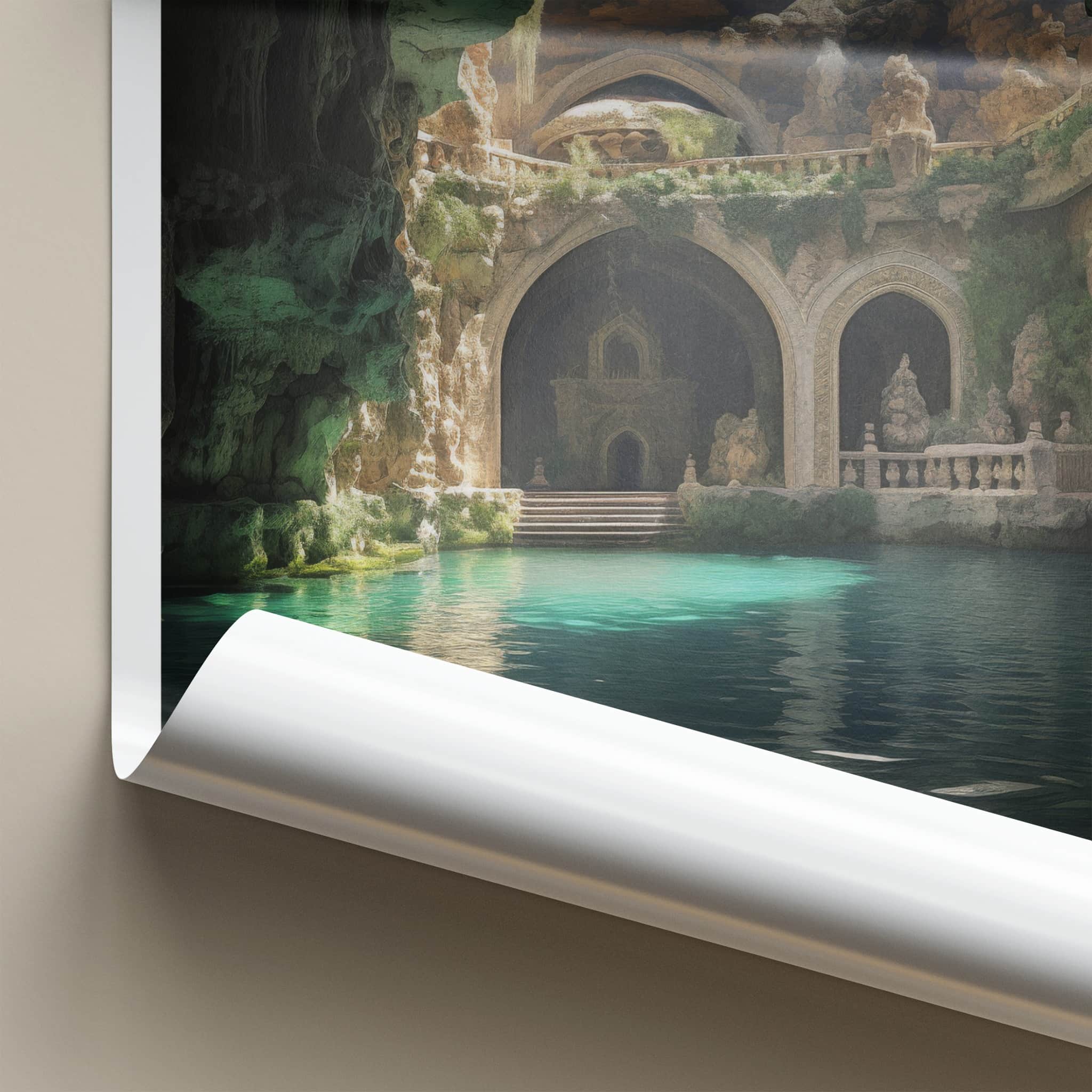 Jeita Grotto Poster - Lebanon Travel Art - Grotto Blue Water Wall Decor