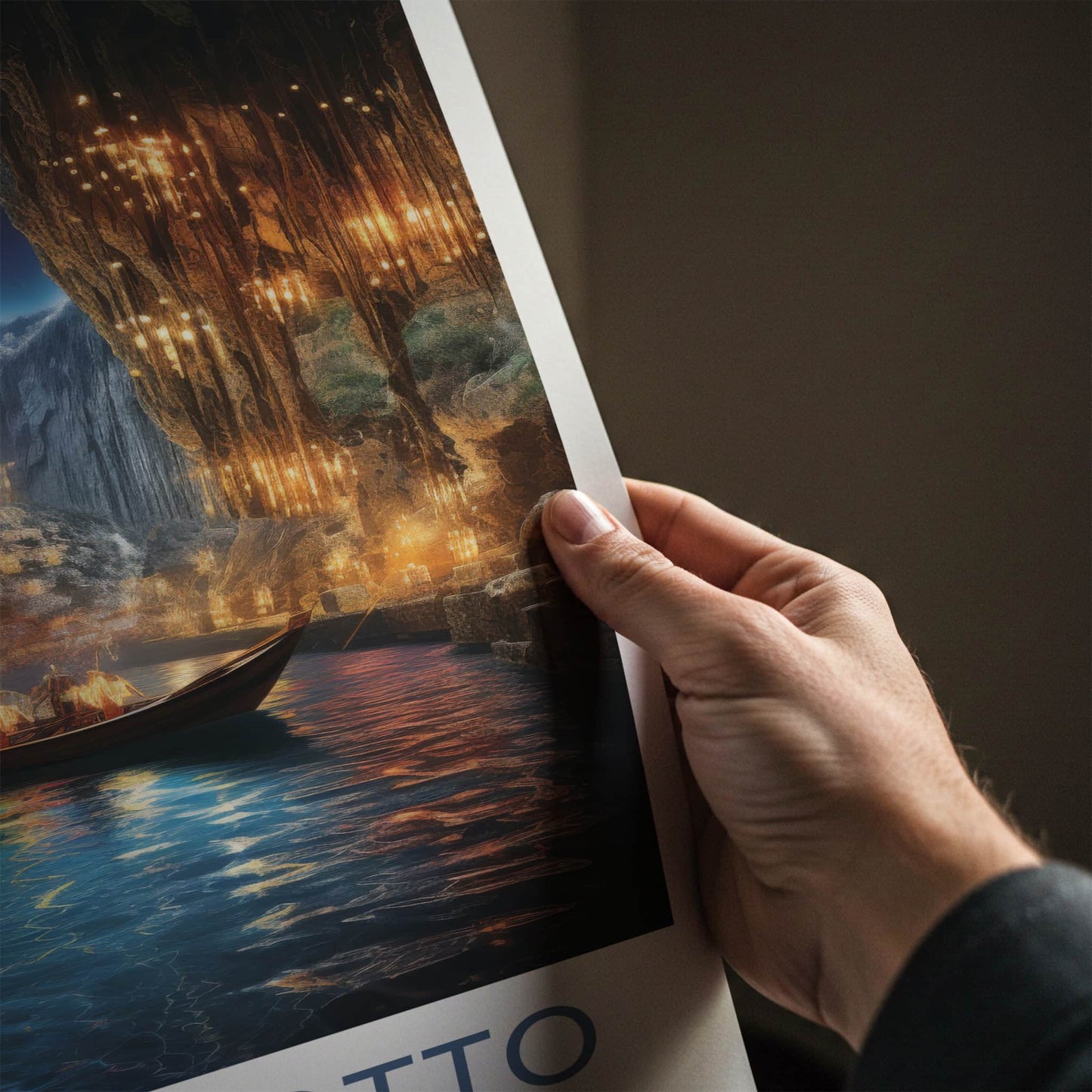 JEITA GROTTO Poster - Lebanon Travel Art - Grotto Boat Lights Home Decor