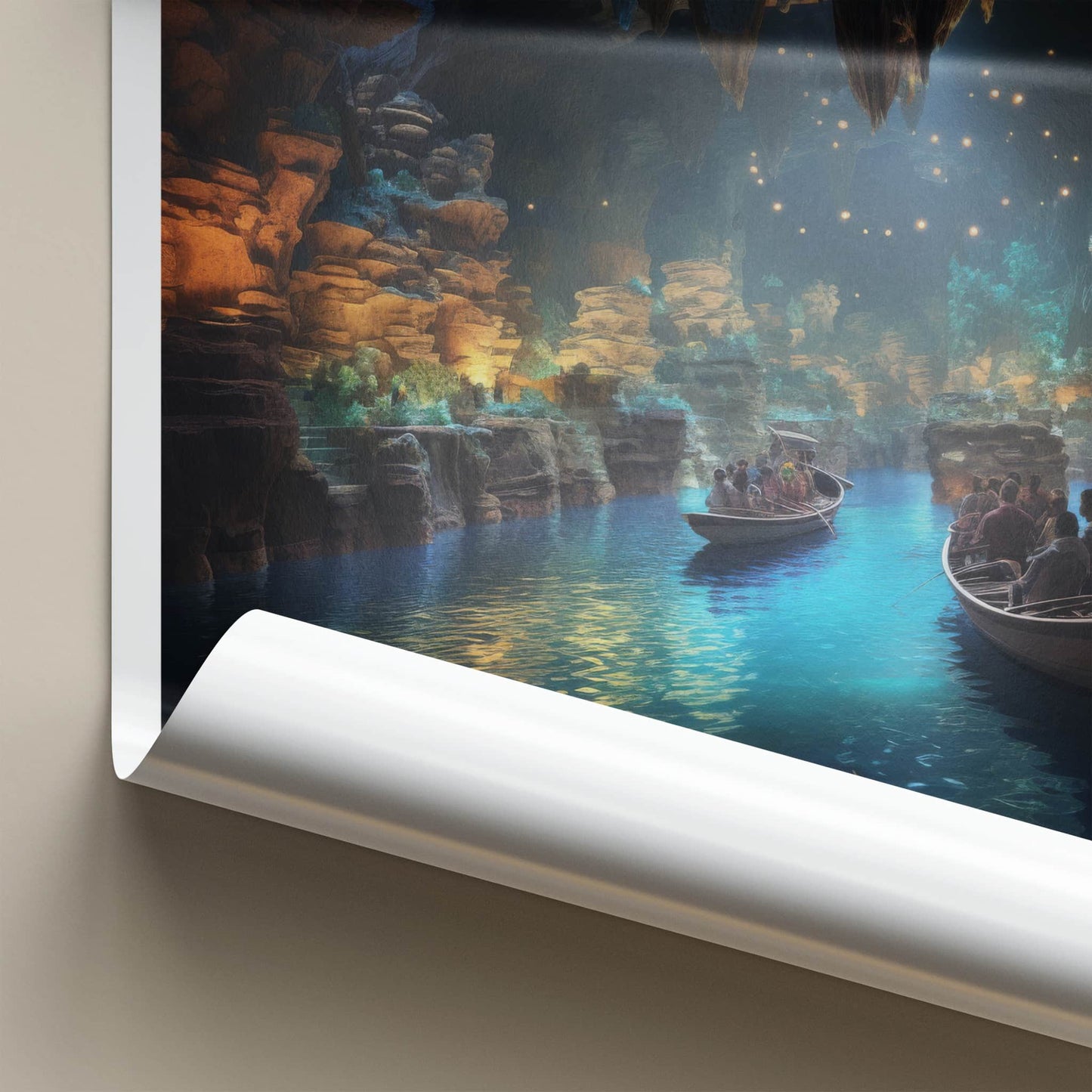 Jeita Grotto Poster - Lebanon Travel Art - Illuminated Cave Tour Home Decor
