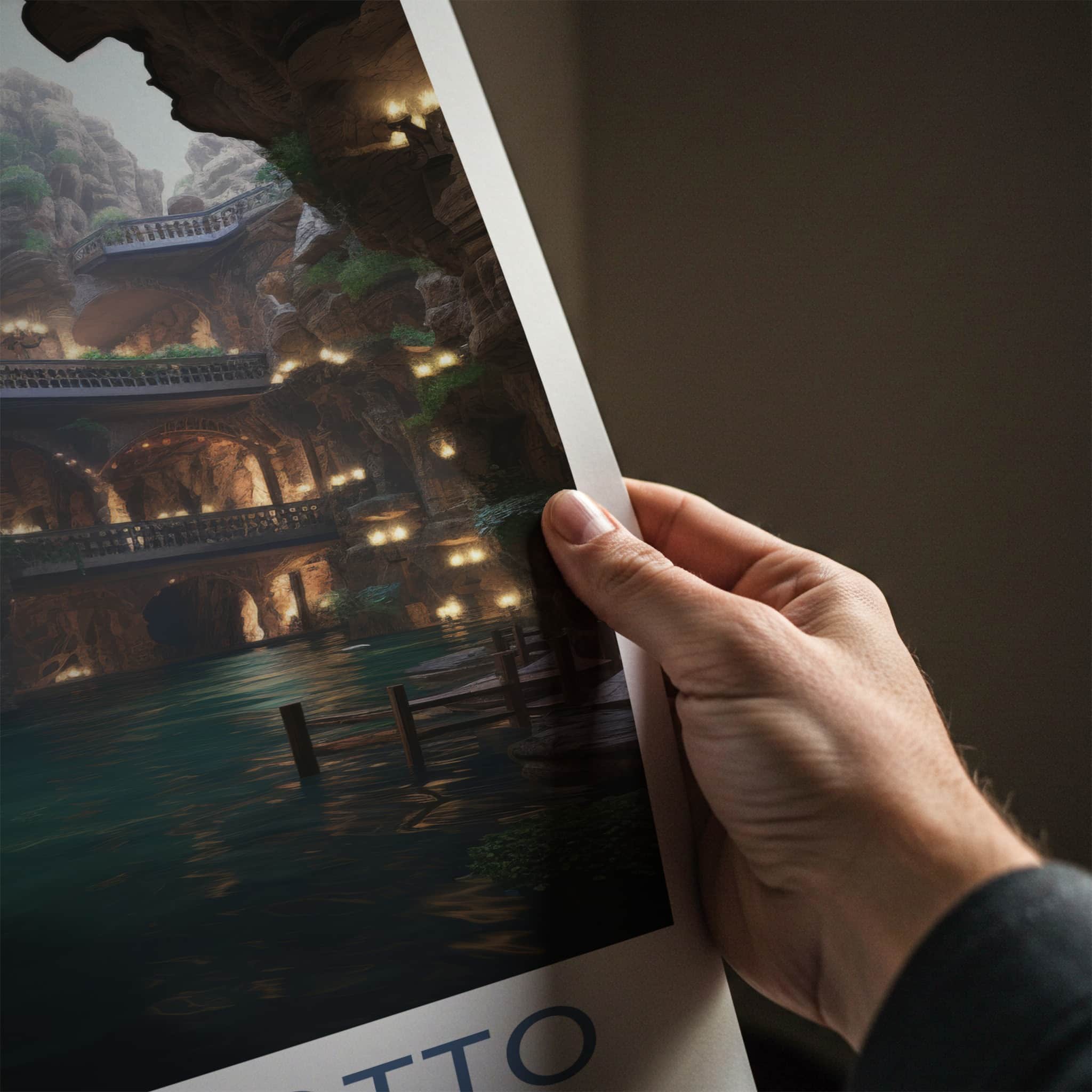 Jeita Grotto Poster - Lebanon Travel Art - Lit Cave Waterway Home Decor