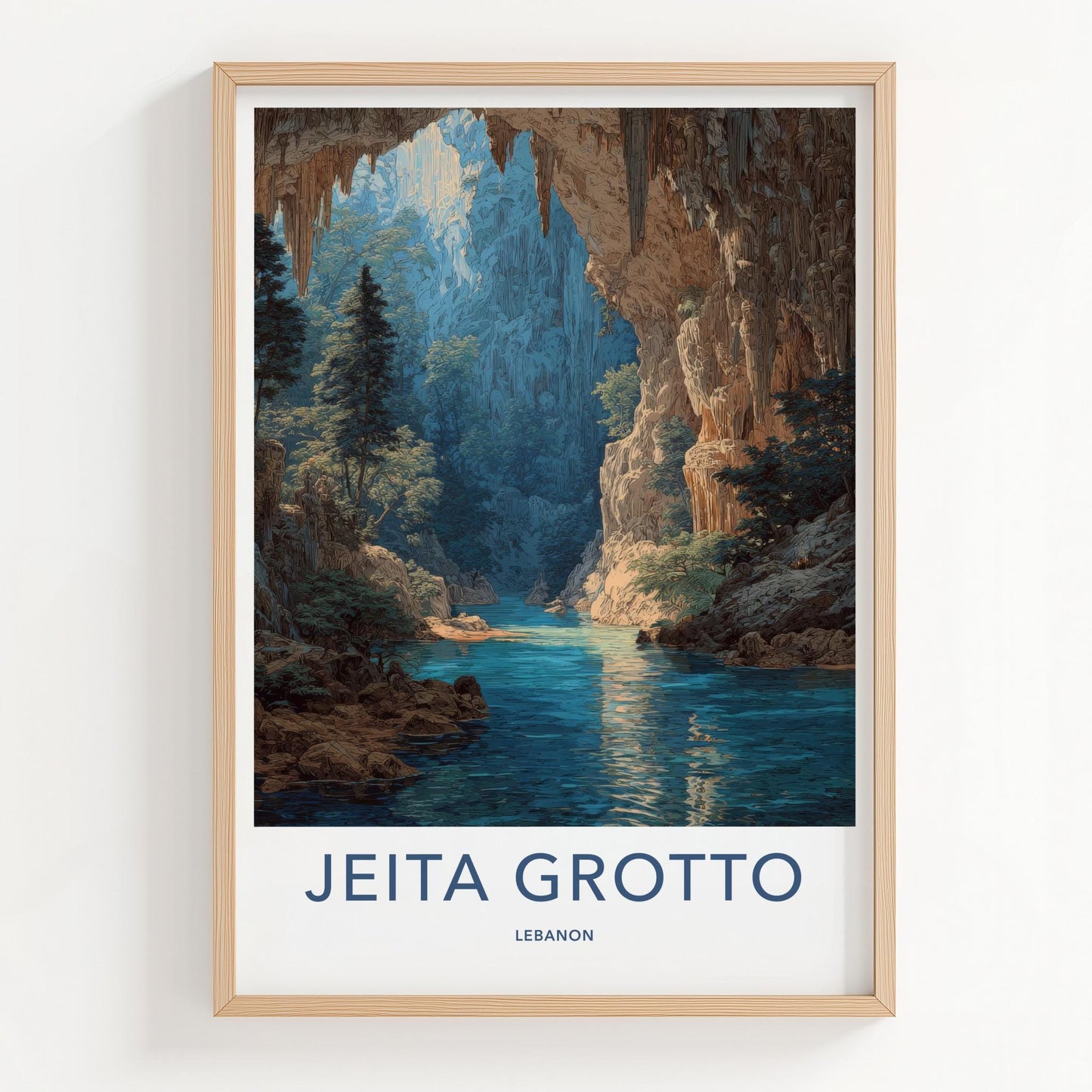 Jeita Grotto Poster - Lebanon Travel Art - Subterranean River Cave Home Decor