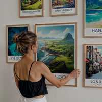 Jeju-Do Poster - South Korea Travel Art - Lush Coastal Mountain Home Decor