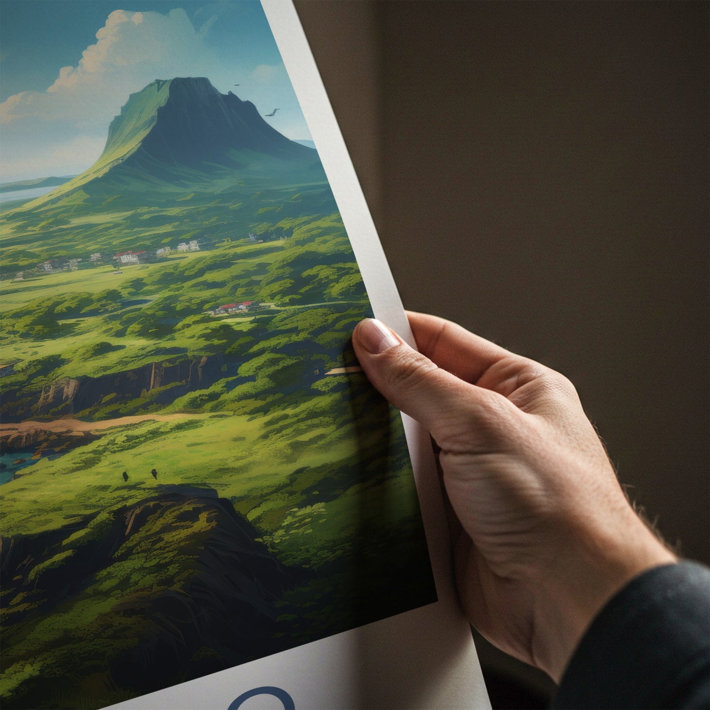 Jeju-Do Poster - South Korea Travel Art - Lush Coastal Mountain Home Decor
