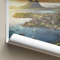 Jeju-Do Poster - South Korea Travel Art - Vivid Coastal Village Wall Decor