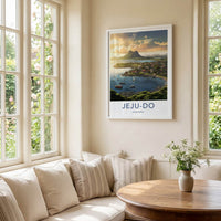 Jeju-Do Poster - South Korea Travel Art - Vivid Coastal Village Wall Decor