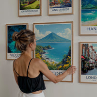 Jeju Do Poster - South Korea Travel Art - Volcanic Peak Ocean Home Decor
