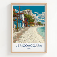 Jericoacoara Poster - Brazil Travel Art - Colorful Beachside Houses Home Decor