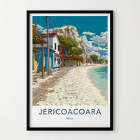Jericoacoara Poster - Brazil Travel Art - Colorful Beachside Houses Home Decor