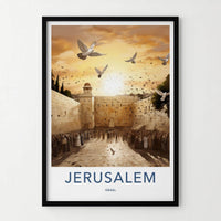 Jerusalem Wall Art - Historic Jerusalem Art with Western Wall Print