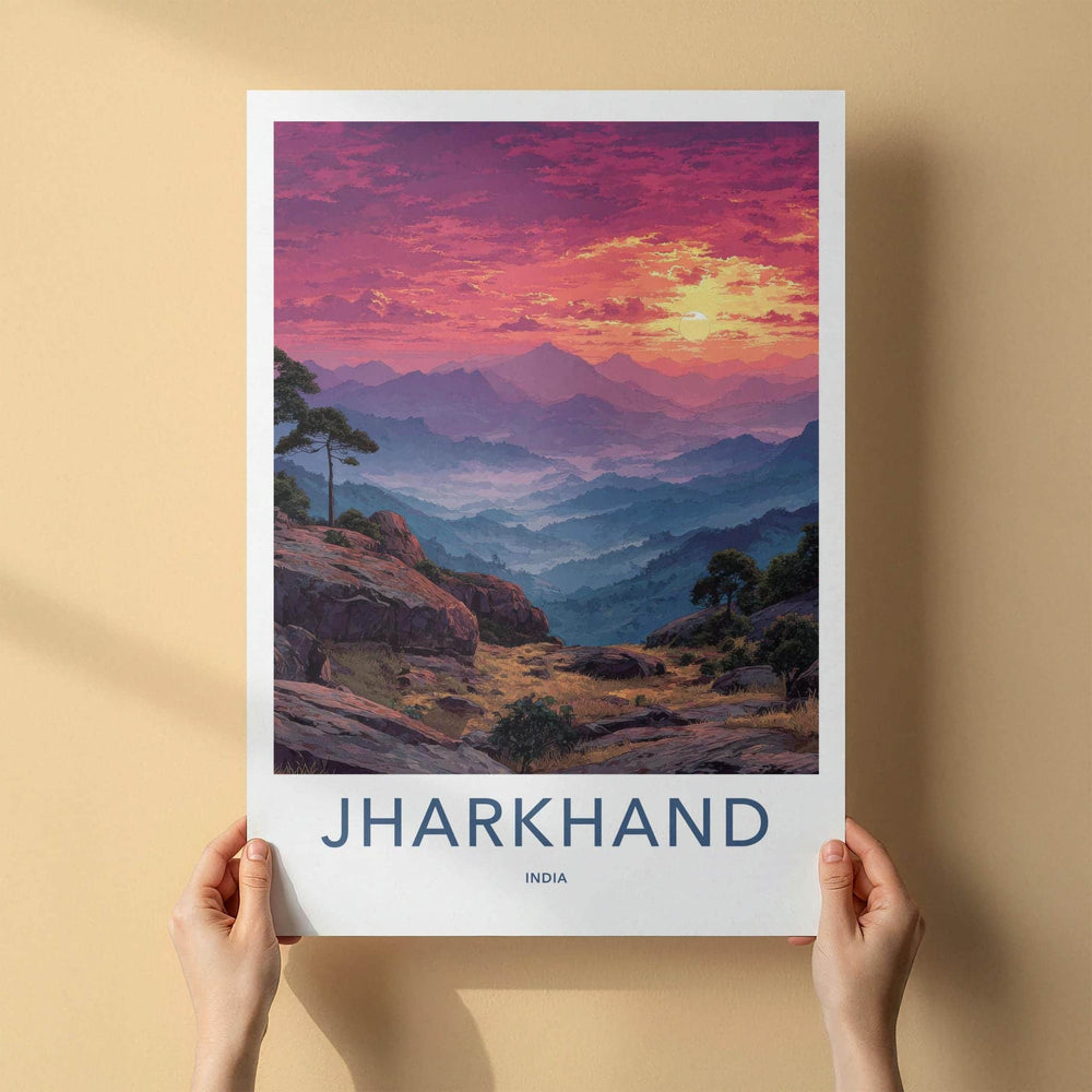 Jharkhand Poster - India Travel Art - Jharkhand Misty Peaks Wall Decor