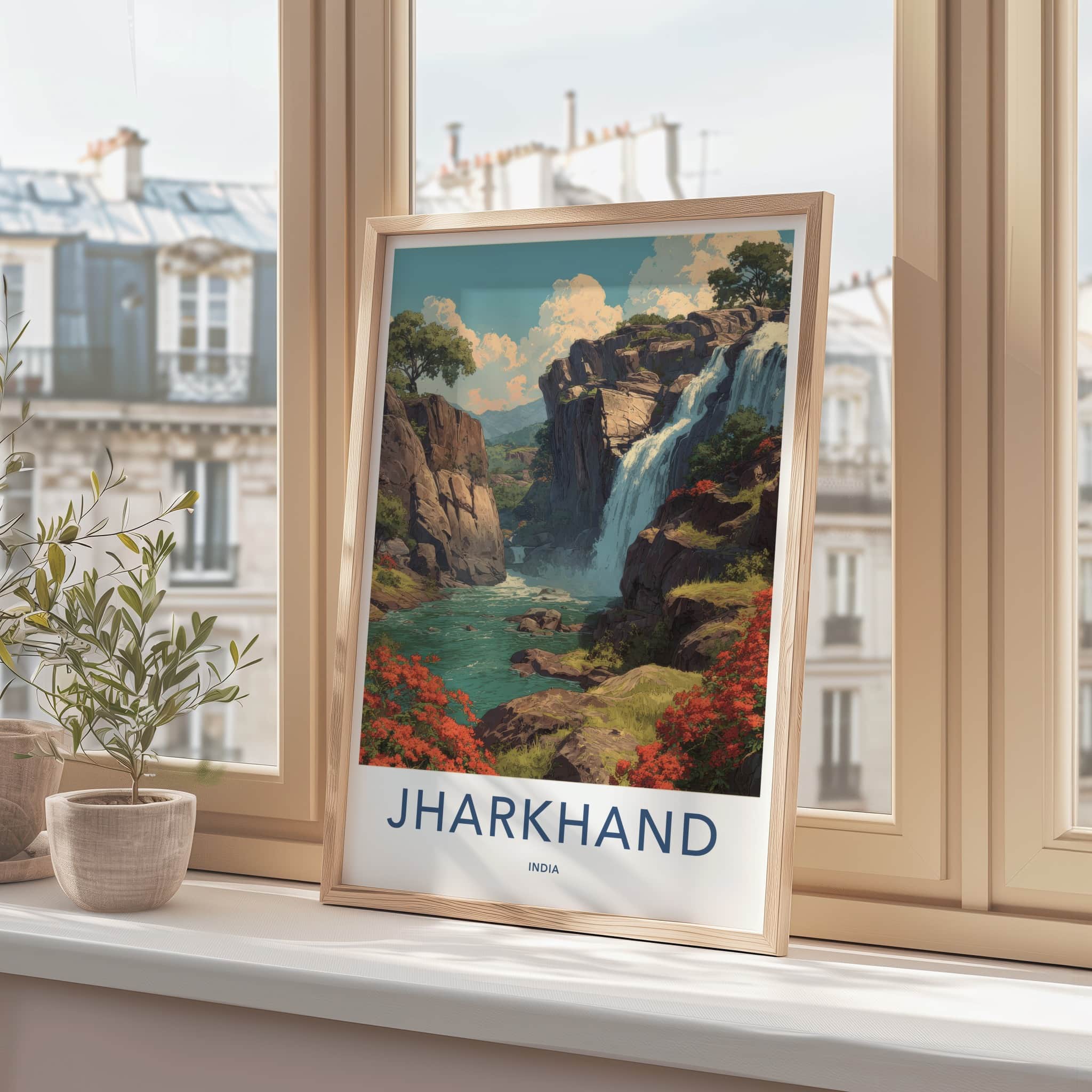 Jharkhand Poster - India Travel Art - Plateau Hills Waterfall Gallery Art