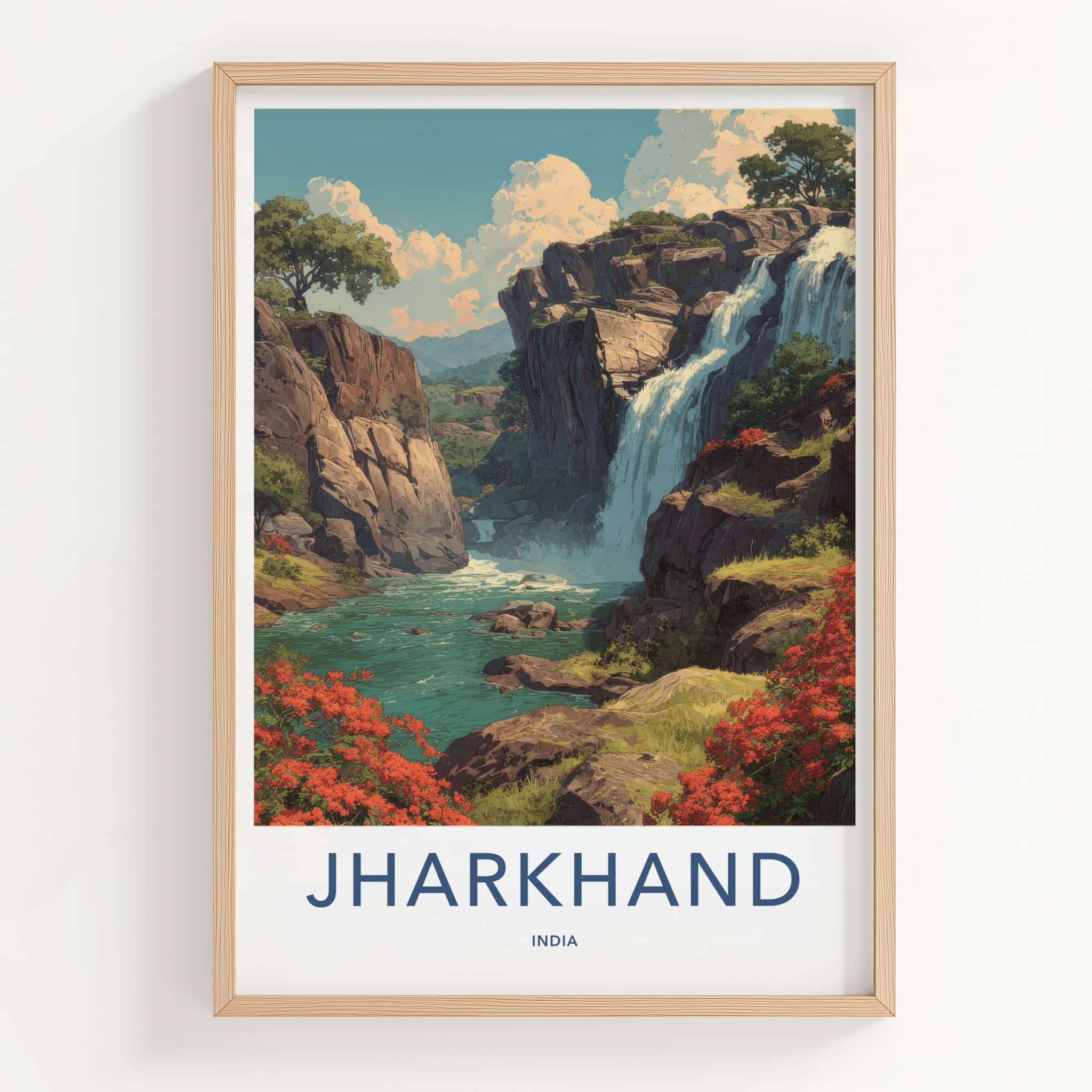 Jharkhand Poster - India Travel Art - Plateau Hills Waterfall Gallery Art