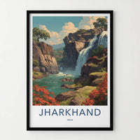 Jharkhand Poster - India Travel Art - Plateau Hills Waterfall Gallery Art