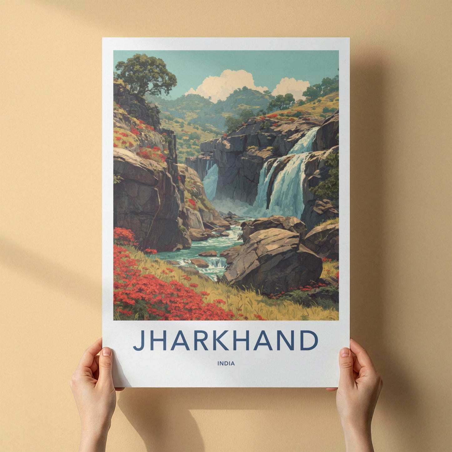 Jharkhand Poster - India Wall Art - Jharkhand Beautiful River Falls Gift