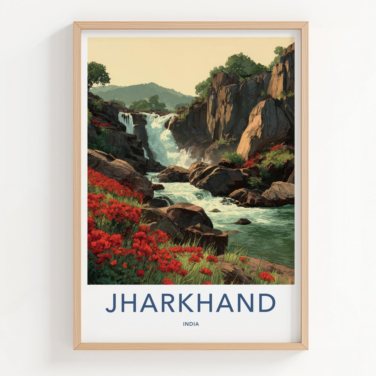 Jharkhand Poster - India Wall Art - Jharkhand Water Red Blooms Gift