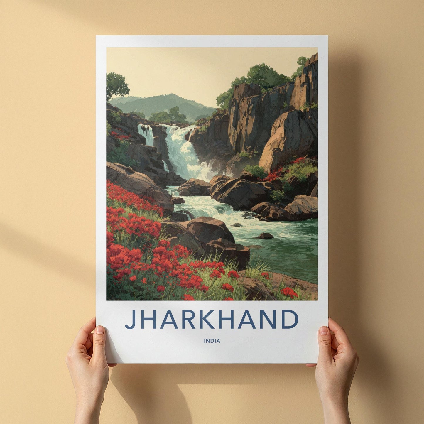 Jharkhand Poster - India Wall Art - Jharkhand Water Red Blooms Gift