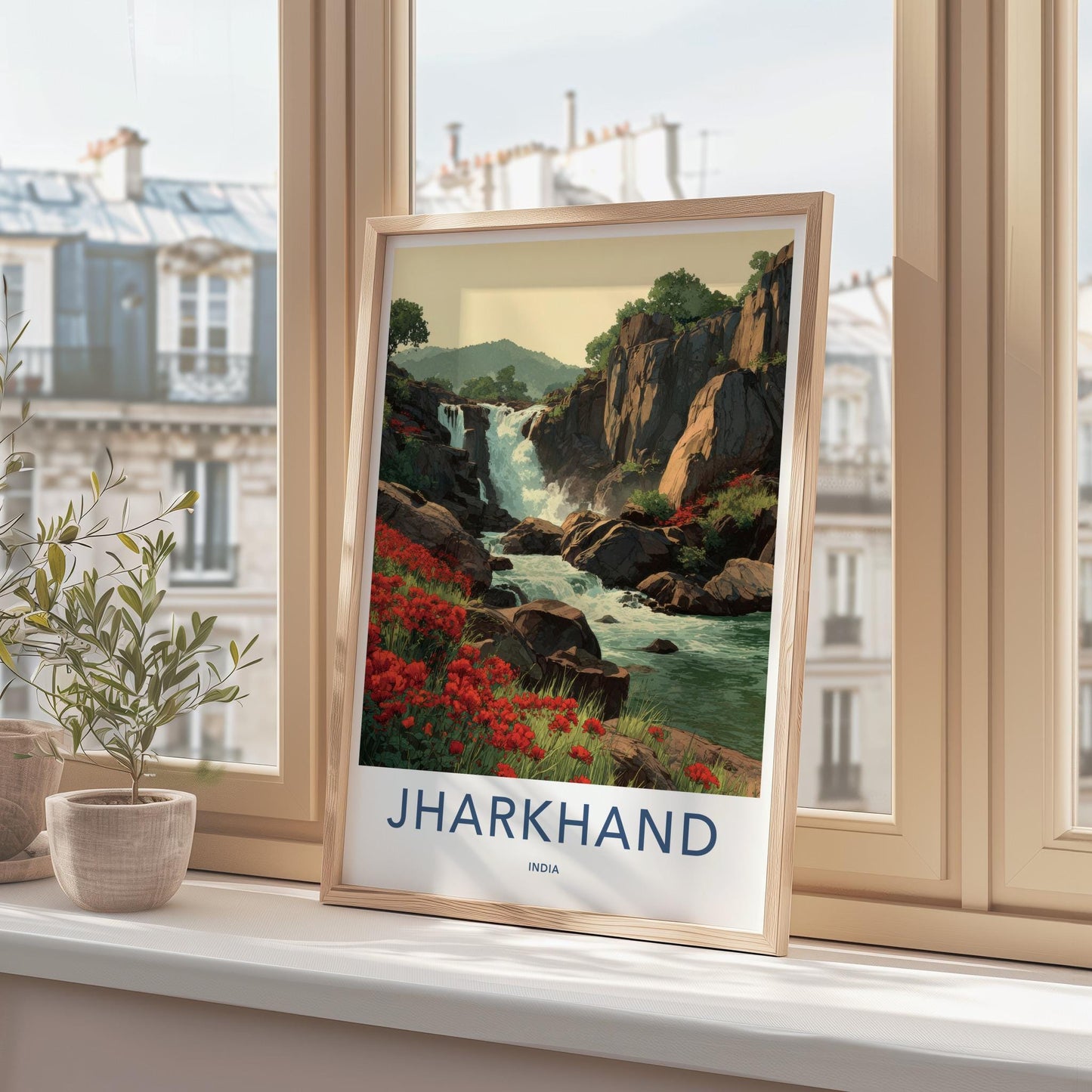 Jharkhand Poster - India Wall Art - Jharkhand Water Red Blooms Gift