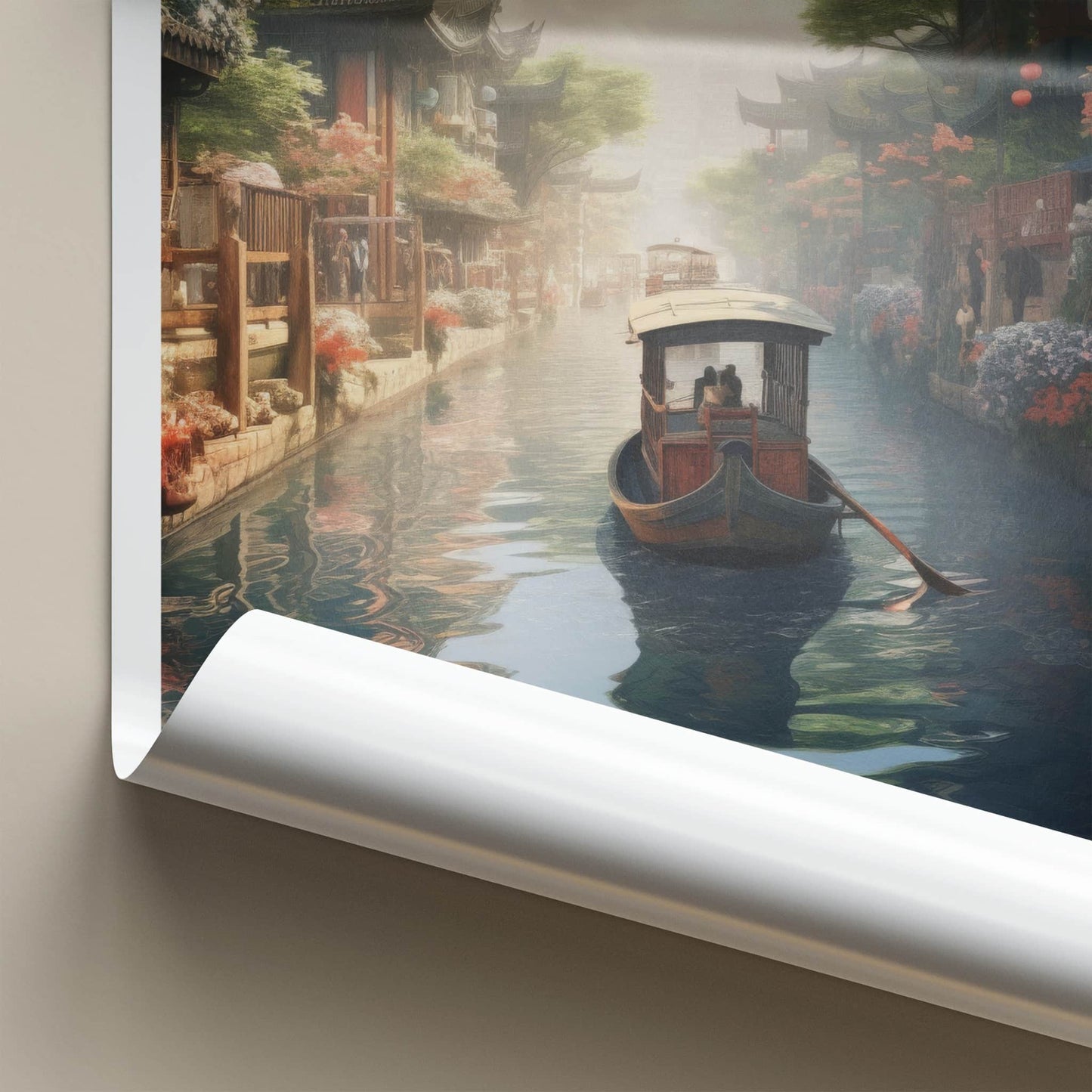 Jiading Poster - China Travel Art - Ancient Canal Houses Home Decor